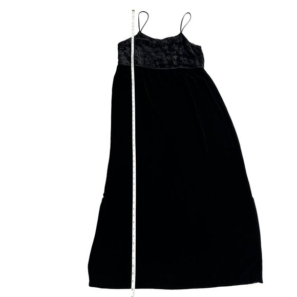 Kiko VTG Velvet Burnout Empire Spaghetti Strap Slip Black Long Dress M / L - Picture 7 of 10